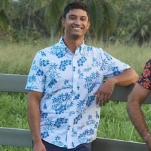 画像をギャラリービューアに読み込む, レインスプーナー メンズ アロハシャツ MLB ロスアンゼルス ドジャース ゲームデイ パフォーマンス ボタンフロント ホワイト/ブルー Reyn Spooner