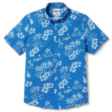 画像をギャラリービューアに読み込む, レインスプーナー メンズ アロハシャツ MLB ロスアンゼルス ドジャース ゲームデイ パフォーマンス ボタンフロント ブルー/ホワイト Reyn Spooner