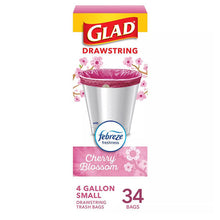画像をギャラリービューアに読み込む, 3箱セット Glad【 グラッド / 香り付き ゴミ袋 / ファブリーズ チェリーブロッサム 桜の香り 4ガロン(15.1L) 34枚入り 】