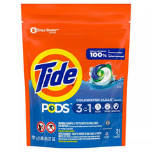 画像をギャラリービューアに読み込む, タイド 洗濯洗剤 ポッド オリジナルの香り 31パック入り ランドリー ディタ―ジェント パック 3イン1 / 771g (27oz) Tide