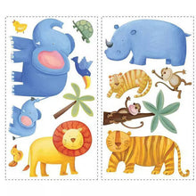 画像をギャラリービューアに読み込む, ルームメイト 貼ってはがせる ウォール ステッカー ジャングル アドベンチャー 動物の壁紙ステッカー マルチカラー RoomMates