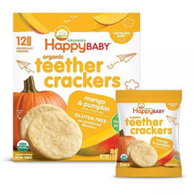 画像をギャラリービューアに読み込む, ☆2種4箱セット☆ 生後10ヶ月以上 HappyBaby【ハッピーベイビー / 赤ちゃん用 お菓子 オーガニック ティーザー マンゴー&パンプキン味 / ストロベリー&ビート味 1箱12袋入り 1袋2枚入り 生後10ヶ月以上】