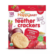 画像をギャラリービューアに読み込む, ☆ 2箱セット ☆ 生後10ヶ月以上 HappyBaby【ハッピーベイビー / 赤ちゃん用 お菓子 オーガニック ティーザー ストロベリー&ビート味 12袋セット 1袋2枚入り 】