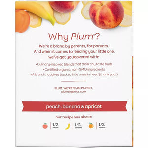 生後6ヶ月から Plum Organics【プラムオーガニックス オーガニック 離乳食 ステージ2 / ピーチ バナナ アプリコット / 6か月から 4個入り 各4oz(113g)】