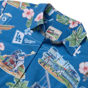 レインスプーナー レディース アロハシャツ MLB ロスアンゼルス ドジャース シーニック パフォーマンス ボタンフロント ブルー/マルチカラー Reyn Spooner