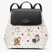 画像をギャラリービューアに読み込む, Kate Spade × Disney【 ケートスペード × ディズニー 美女と野獣 フラップ式 バッグパック KE566 ホワイトマルチカラー サフィアノPVC】
