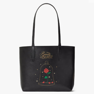 Kate Spade × Disney【 ケートスペード × ディズニー 美女と野獣 リバーシブル トートバッグ KE572 ブラック/ホワイト】