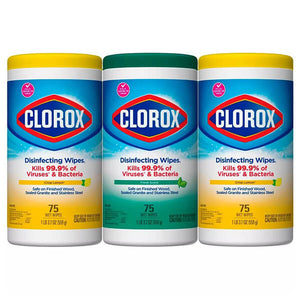 Clorox【クロロックス 除菌ワイプ ディスインフェクティング ワイプス バリューパック / クリスプ レモンの香り & フレッシュの香り 75枚入り 3個セット 各1lb 3.7oz (559g)】