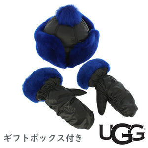 UGG 【アグ / キッズ ニット帽子＆ミトン ギフトセット 15067 ブラック×ブルー BLACK×BLUE】