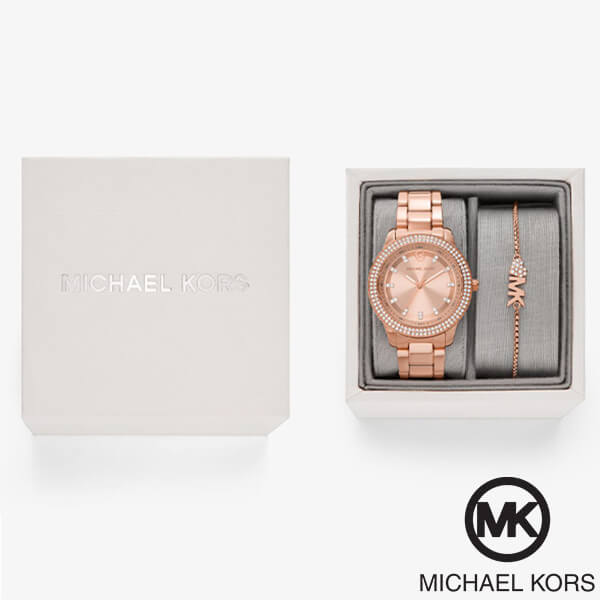 MICHAEL KORS【マイケルコース ギフトセット 腕時計 ブレスレット MK1058SET ローズゴールド ミニティビー 箱付き 】