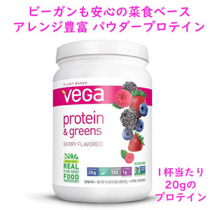 Vega【 ベガ プロテイン ＆ グリーン / プラントベース プロテイン / ベリー味 18.4oz 522g / 約18杯分】