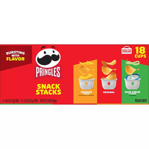 Pringles【プリングルス スナックスタック 3フレーバー18カップ入り チェダー/オリジナル/サワークリーム】