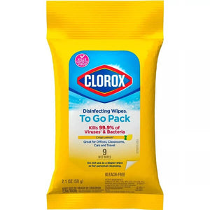 Clorox【クロロックス ディスインフェクティング ワイプス 携帯用 除菌ワイプ シトラスの香り / 9枚入り 10個セット 各2.1oz (58g)】