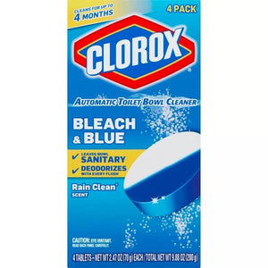 Clorox【クロロックス オートマティック ブリーチ＆ブルー トイレ クリーナー タブレット 4個入り レインクリーンの香り】