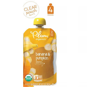 生後6ヶ月から Plum Organics【プラムオーガニックス オーガニック 離乳食 ステージ2 / バナナ パンプキン / 6か月から 4個入り 各4oz(113g)】