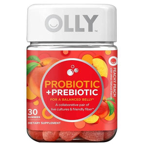 Olly 【オリー サプリメント グミ/ 大人用 プロバイオティクス & プレバイオティクス Probiotic + Prebiotic ピーチ / 整腸 免疫 30粒入り 】