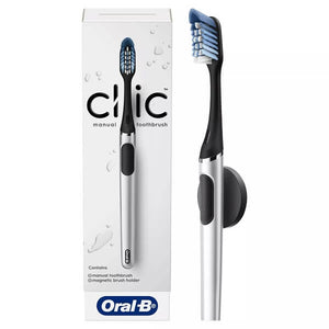 Oral-B【オーラルB / 手動歯ブラシ クリックシリーズ ブラシヘッド交換可能歯ブラシ 予備ヘッド&磁石ホルダー付き 選べる3色 】