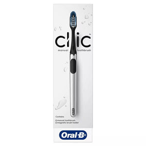 Oral-B【オーラルB / 手動歯ブラシ クリックシリーズ ブラシヘッド交換可能歯ブラシ 予備ヘッド&磁石ホルダー付き 選べる3色 】