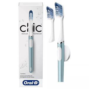 Oral-B【オーラルB / 手動歯ブラシ クリックシリーズ ブラシヘッド交換可能歯ブラシ 予備ヘッド&磁石ホルダー付き 選べる3色 】